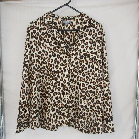 Loft Sleep Women Satin Notch Collar Sleep Set Polyester Leopard Pattern Size XL - Picture 2 of 9